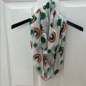 St. Patrick’s Day Rainbow and Shamrock Infinity Scarf